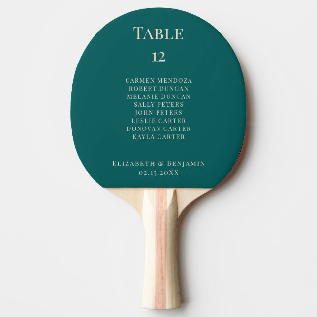 Raquete De Ping Pong Personalização de Teal do Gráfico de Número de Tab (Frente)
