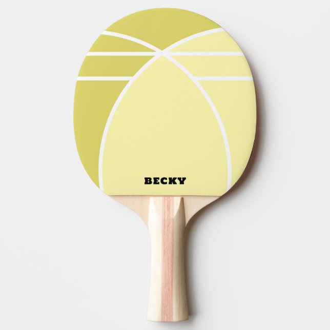 Raquete de Ping Pong Personalizada Amarela com Nom (Frente)