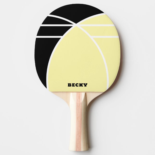 Raquete de Ping Pong Personalizada Amarela e Preta (Frente)