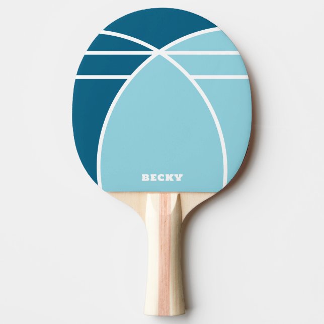 Raquete de Ping Pong Personalizada Azul com Nome (Frente)
