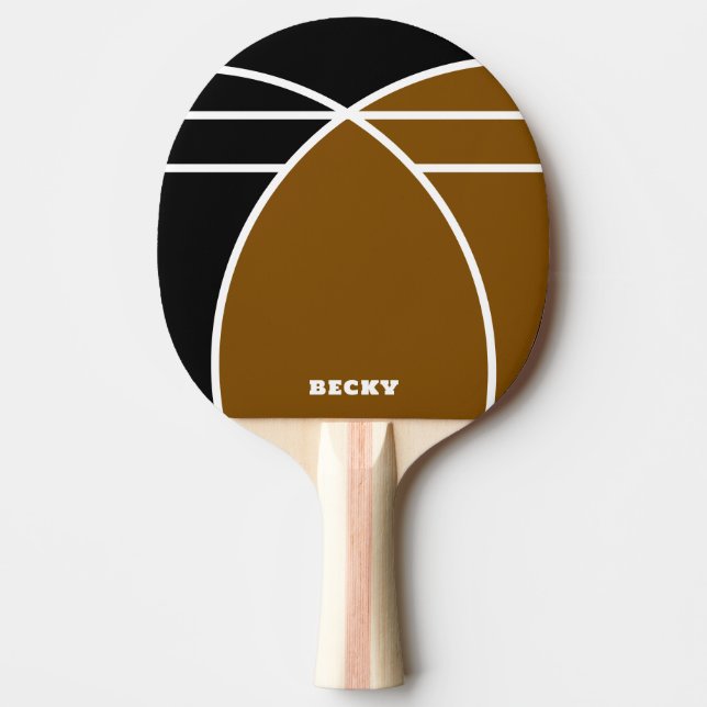 Raquete de Ping Pong Personalizada Marrom e Preta (Frente)