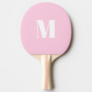 Raquete De Ping Pong Personalizar branco de rosa claro inicial de monog