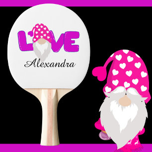 Raquete De Ping Pong Personalizar o amor Coração Rosa Rosa Púrpura