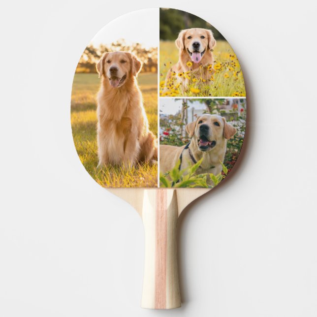 Raquete De Ping Pong Personalized 3 Photo Collage Ping Pong Paddle (Frente)