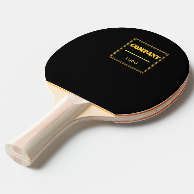 Raquete De Ping Pong Personalized Company Black Modern Custom Business (Frente inclinada)