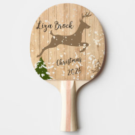 Raquete De Ping Pong Personalized doe Christmas bauble wooden backgroun