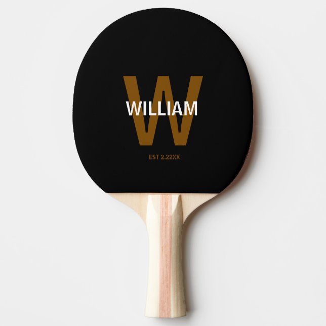Raquete De Ping Pong  Personalized Monogram black &white (Frente)