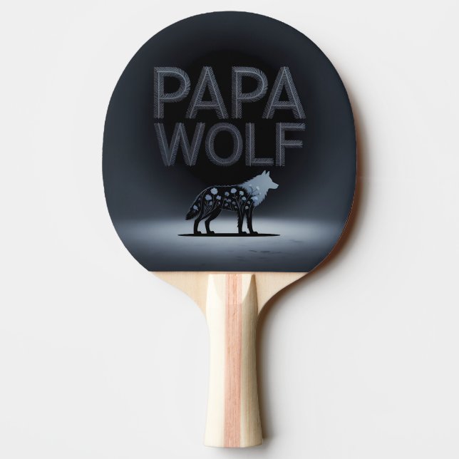 Raquete De Ping Pong Personalized Papa Wolf Nature Silhouette (Verso)