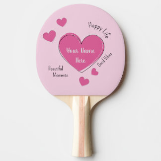 Raquete De Ping Pong Personalized Pink Hearts Ping Pong Paddle