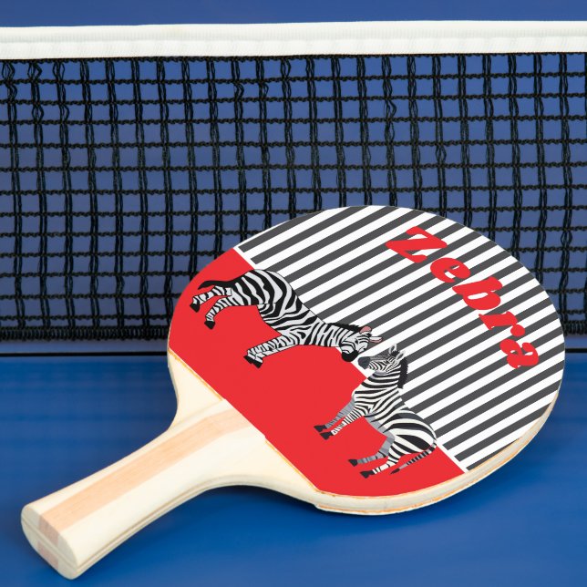 Raquete De Ping Pong Personalized Unique background Zebra Red Black (Insitu)