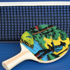 Raquete De Ping Pong Pescador na Margem do Rio Raquete de Ping Pong