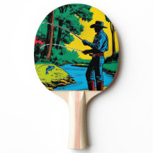 Pescador no Riverbank Ping Pong Paddle