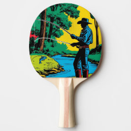 Raquete De Ping Pong Pescador no Riverbank Ping Pong Paddle
