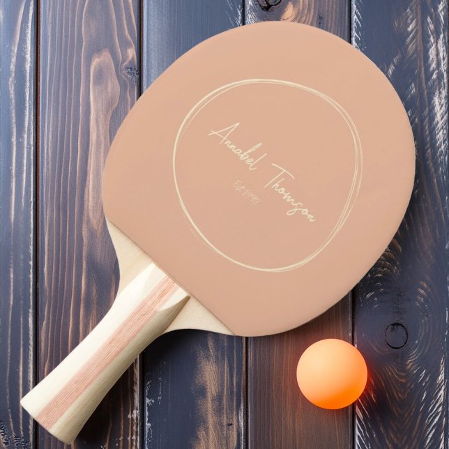 Raquete De Ping Pong Pêssego Moderno do Século médio com Nome (Criador carregado)