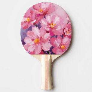 Raquete De Ping Pong Pétalas Cor-de-Rosa em Flor Pintura de Flor em A