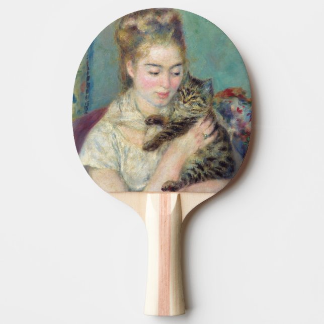 Raquete De Ping Pong Pierre-Auguste Renoir - Mulher com gato (Frente)