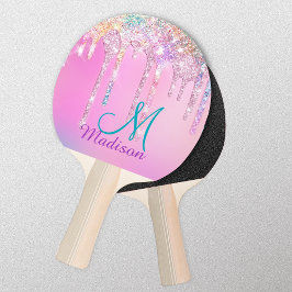 Raquete De Ping Pong Ping Pong - Glitter Glitter do Unicórnio Cor-de-ro