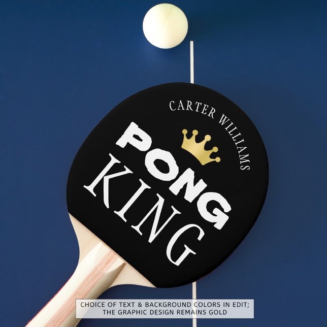 Raquete De Ping Pong PING PONG KING Personalizado Preto Editável (Criador carregado)