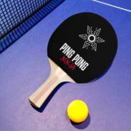 Raquete De Ping Pong Ping Pong Ninja Texto Vermelho e Branco Moderno