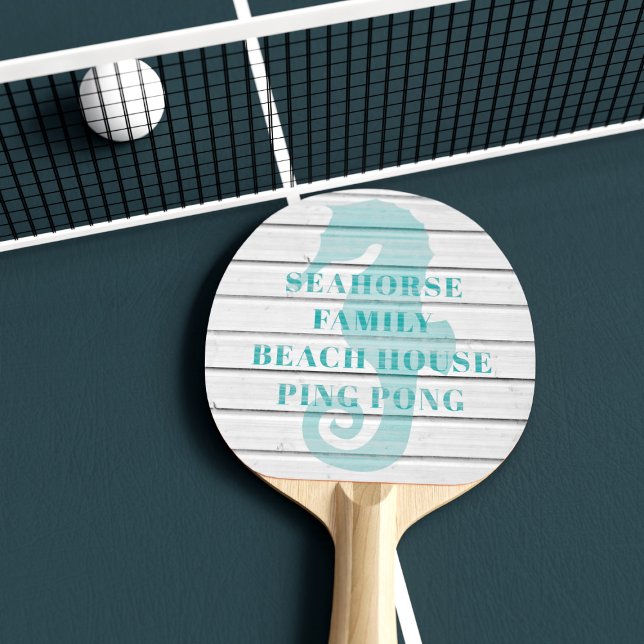 Raquete De Ping Pong Ping Pong Paddle Casa de Cavalo da praia (Add your name to this seahorse ping pong paddle. Great for keeping at your beach house)