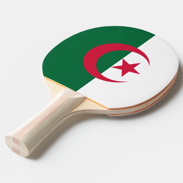 Raquete De Ping Pong Ping pong paddle com bandeira da Argélia (Frente inclinada)