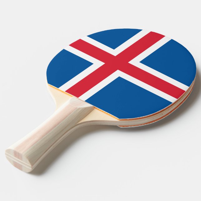 Raquete De Ping Pong Ping pong paddle com bandeira da Islândia (Frente inclinada)