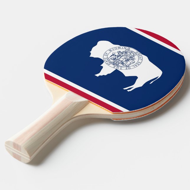 Raquete De Ping Pong Ping pong paddle com bandeira de Wyoming, EUA (Frente inclinada)