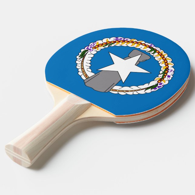 Raquete De Ping Pong Ping pong paddle com bandeira do Norte Mariana (Frente inclinada)