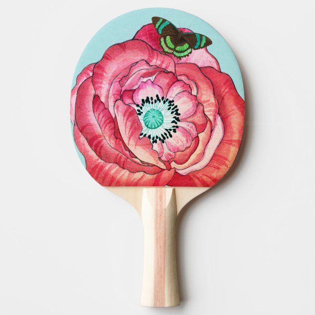 RAQUETE DE PING PONG PING PONG PADDLE ORANGE POPPY AND BUTTERFLY (Frente)