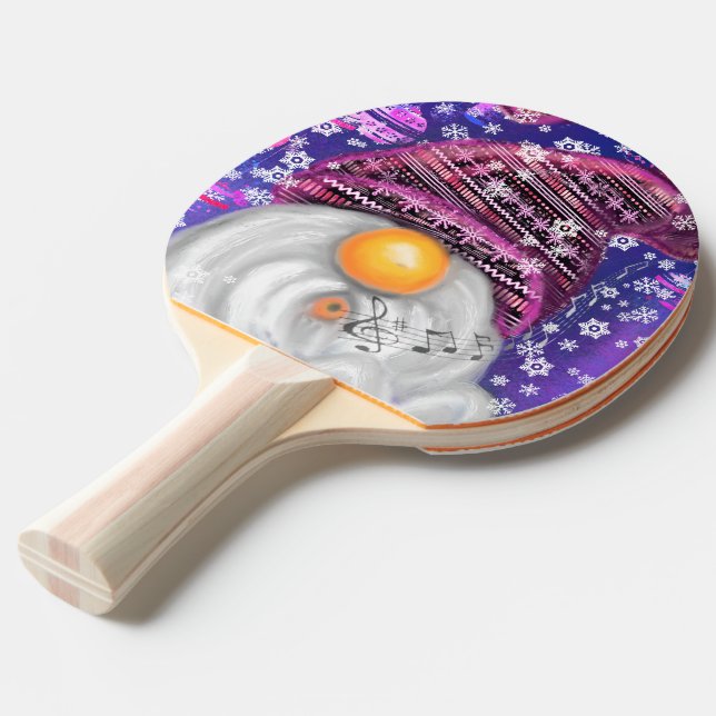 Raquete De Ping Pong Ping Pong Pong Paddle Gnomo Em Purple Hat (Frente inclinada)