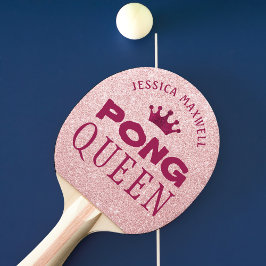 Raquete De Ping Pong PING PONG QUEEN Luminosa Rosa Personalizada