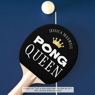 Raquete De Ping Pong PING PONG RAINHA Personalizada - Preto Editável