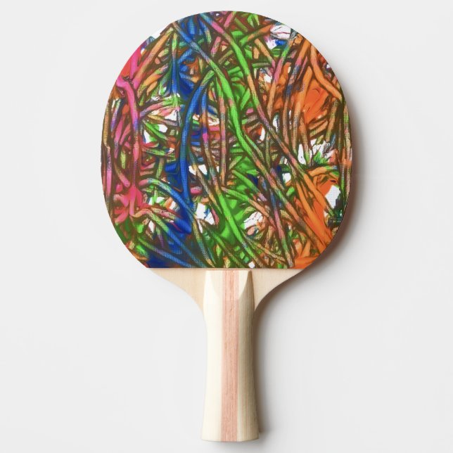 Raquete De Ping Pong Pink, Blue, Green, Orange, Marble Artwork (Frente)