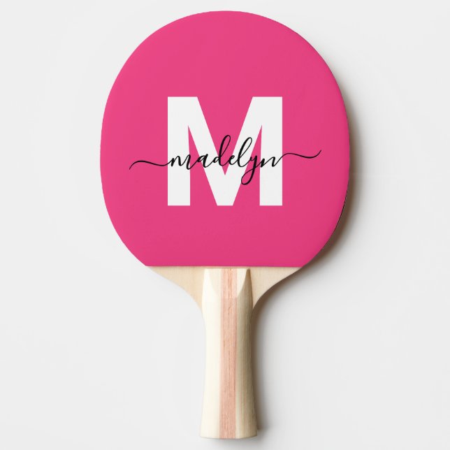 Raquete De Ping Pong Pink Name Monogram (Frente)