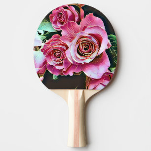 RAQUETE DE PING PONG PINK ROSES FLORES