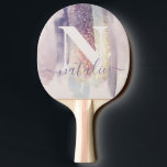 Raquete De Ping Pong Pink roxo brilhando cintilante personalizado<br><div class="desc">design cintilante roxo rosa brilhante. Um presente maravilhoso para o seu fã de pingue-pongue amoroso. Personalizar com espaço para nome e inicial.</div>