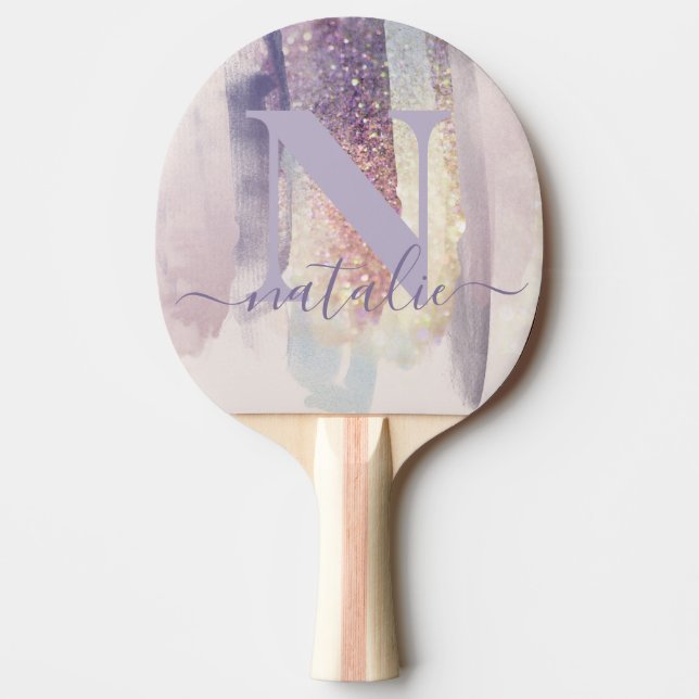 Raquete De Ping Pong Pink roxo brilhando cintilante personalizado (Frente)