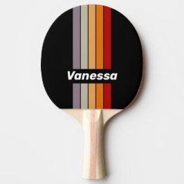 Raquete De Ping Pong Pino do Arco-Íris com Estilo Retrô com Nome Listra