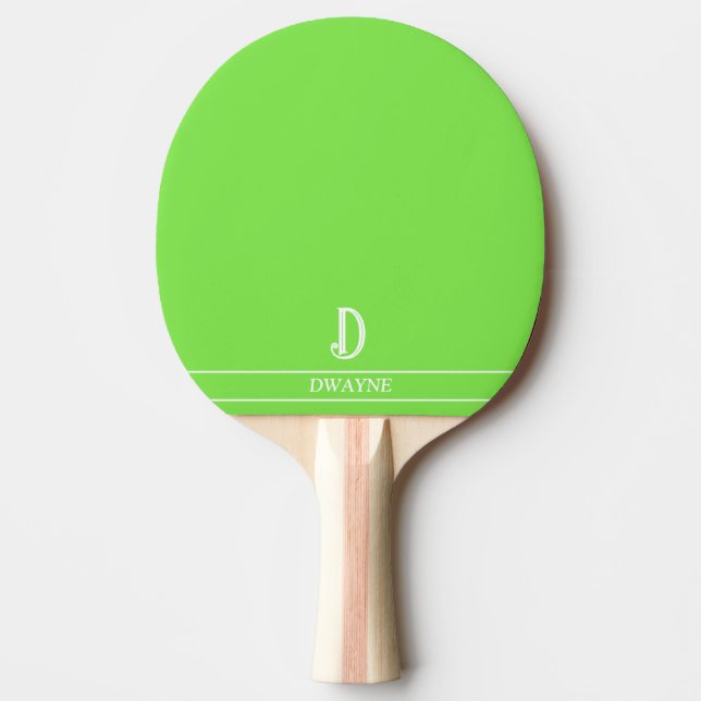 Raquete De Ping Pong Pino do pino com verde limão monograma (Frente)