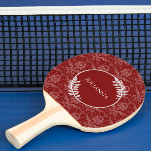 Raquete De Ping Pong Pino do Pino do Damasco Vermelho Elegante