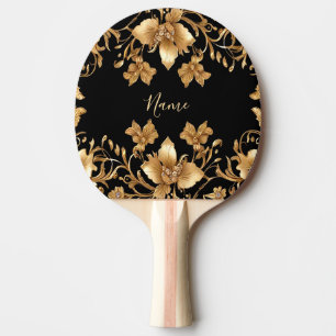 Raquete De Ping Pong Pino do Pino Floral Dourado
