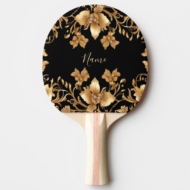 Raquete De Ping Pong Pino do Pino Floral Dourado (Frente)