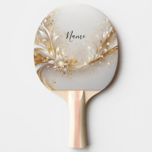 Raquete De Ping Pong Pino do Pino Floral Dourado Branco
