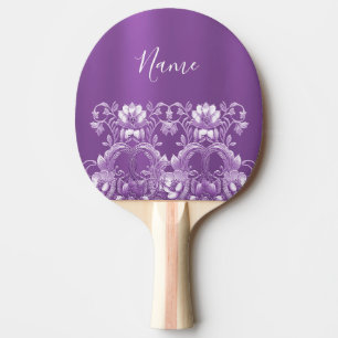 Raquete De Ping Pong Pino do Pino Floral Púrpura