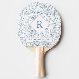 Raquete De Ping Pong Pino do Pong do Bat Mitzvah Ping Floral Azul