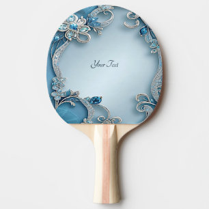 Raquete De Ping Pong Pino Floral do Ping Ornamentado Azul