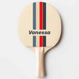 Raquete De Ping Pong Pino Náutico Retro Arco-íris Listrado com Nome