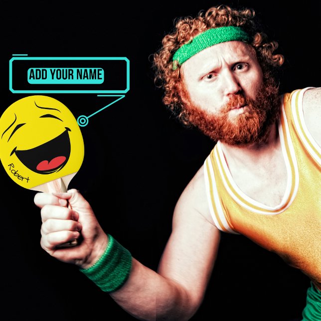 Raquete De Ping Pong Pino Pino de Rosto Feliz (Masculino) (Add a dose of pure joy to your game with this set of paddles that can be personalized.)