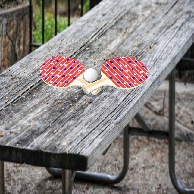 Raquete De Ping Pong Pino Pino Pino das Estrelas de Sinalizador (Break out the Flag Stripes Ping Pong Paddles, and enjoy a fun game!)