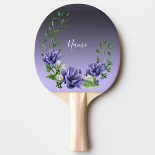 Raquete De Ping Pong Pino Pino Pino das Flores Púrpuras de Aquarela